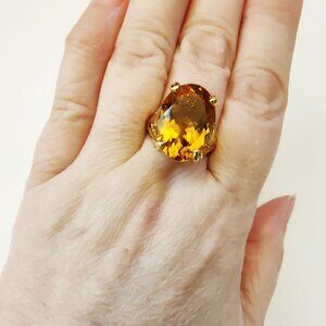 Madeira citrine ring, 14k gold over sterling silver size 7